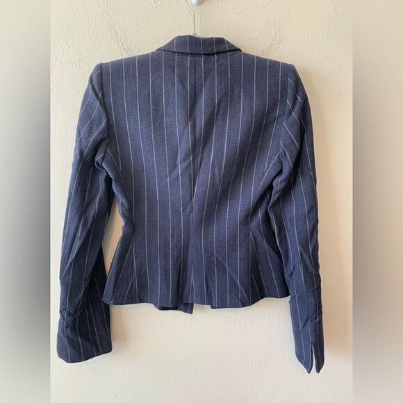 Armani Collezioni Blue pinstriped peplum jacket size 2 - Picture 2 of 11